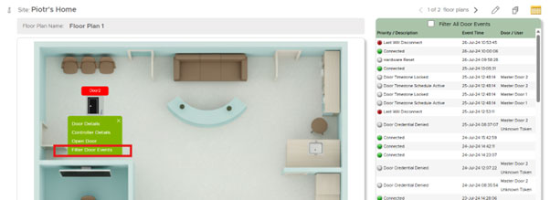 events filtering and tracking