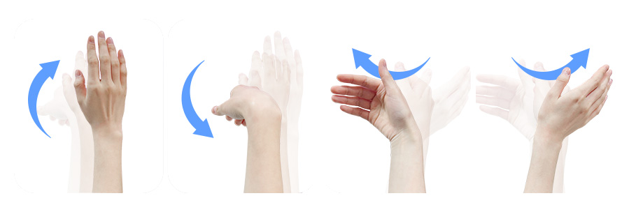 images of hands waving with arrows pointing in the same way