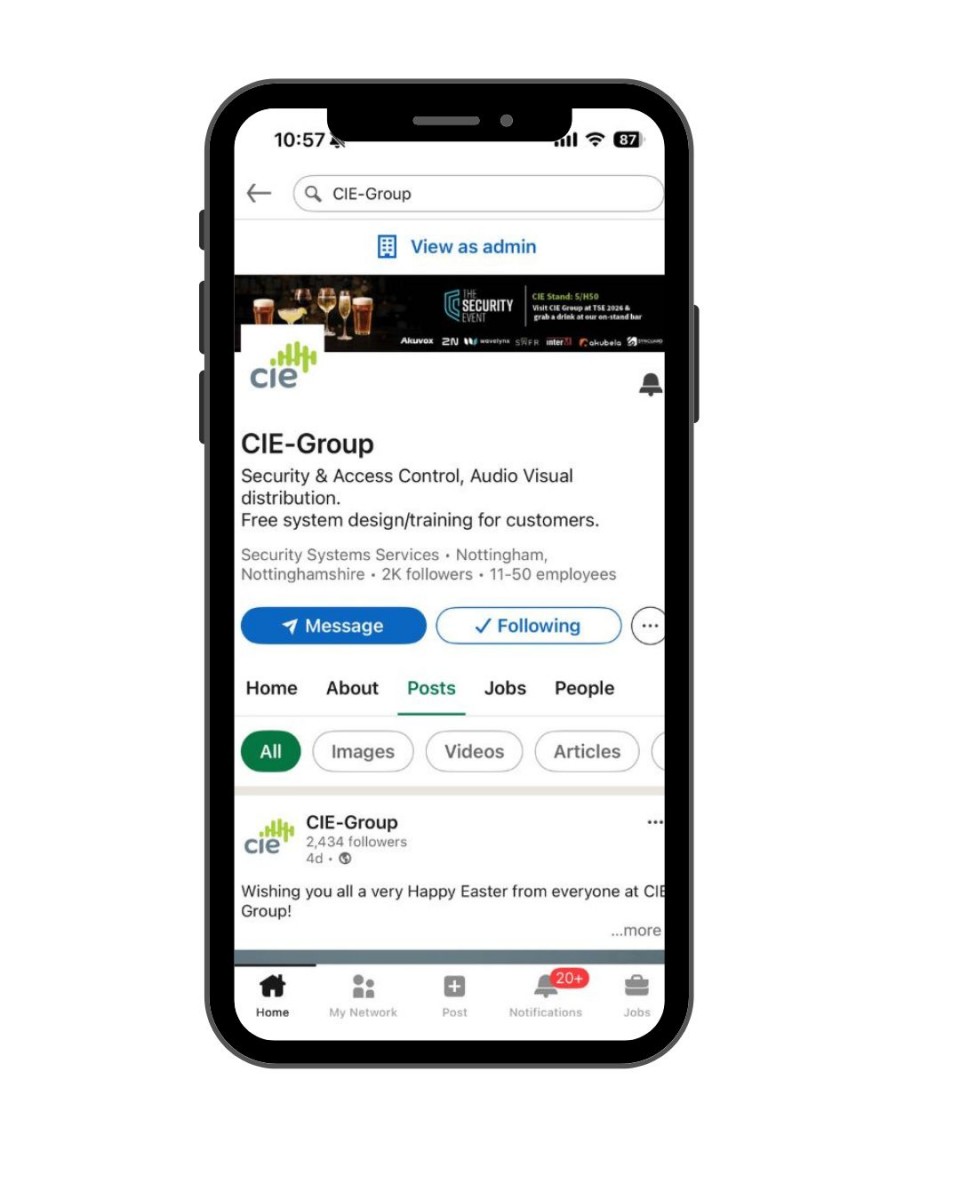 Phone showing CIE linked in