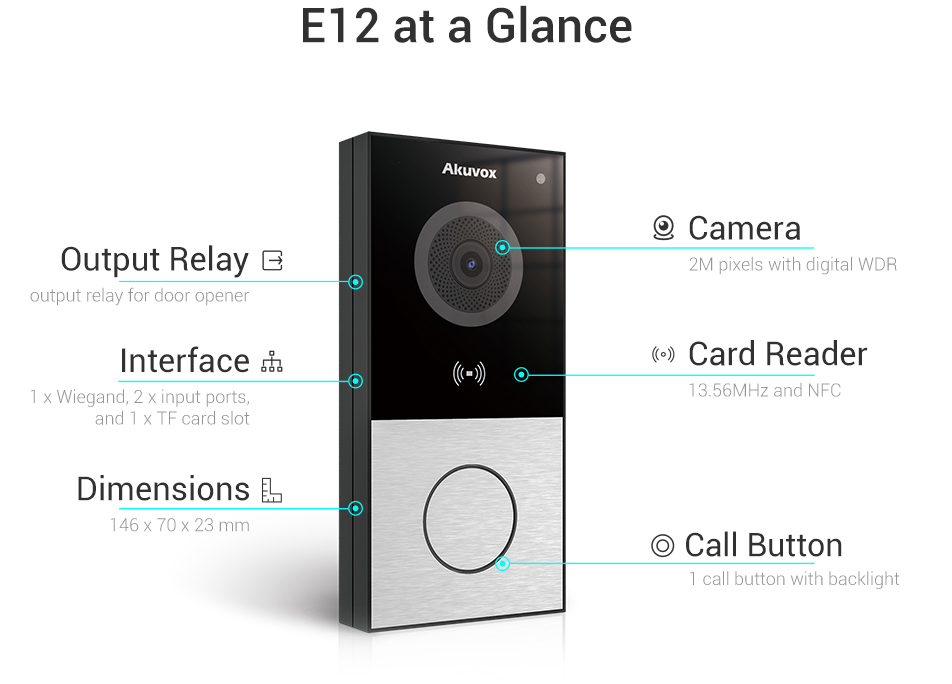 Akuvox E12W Compact Door Phone with wifi connectivity