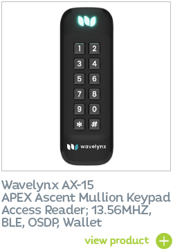 Wavelynx AX-15 APEX Ascent Keypad Mullion Access Reader