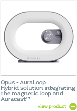 AuraLoop Hybrid kiosk including magnetic loop and Auracast protocol