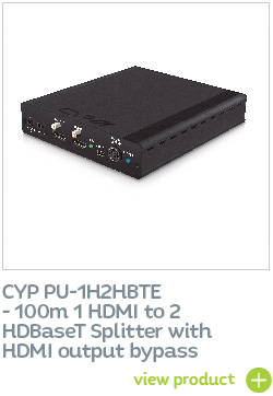 CYP PU-1H2HBTE 100m 1 HDMI to 2 HDBaseT Splitter with HDMI output bypass