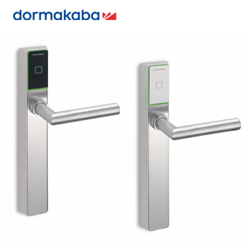 dormakaba C-Lever Pro door locks in black and silver