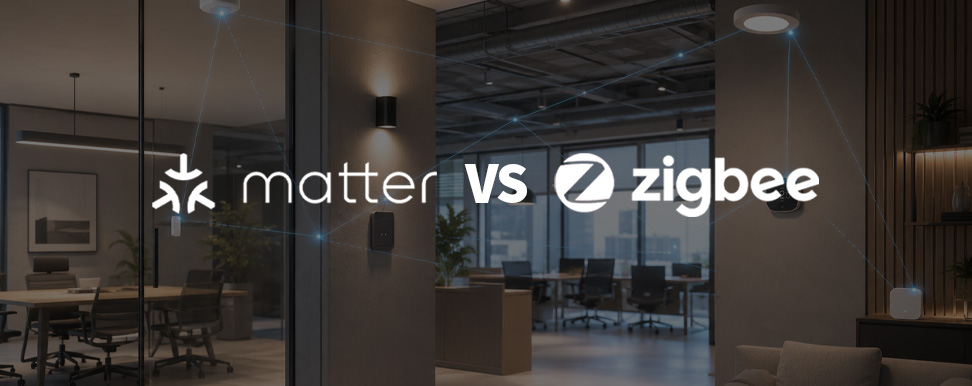 banner image of matter and zigbee logos