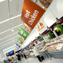 ASDA Basildon supermarket interior with hot chicken counter