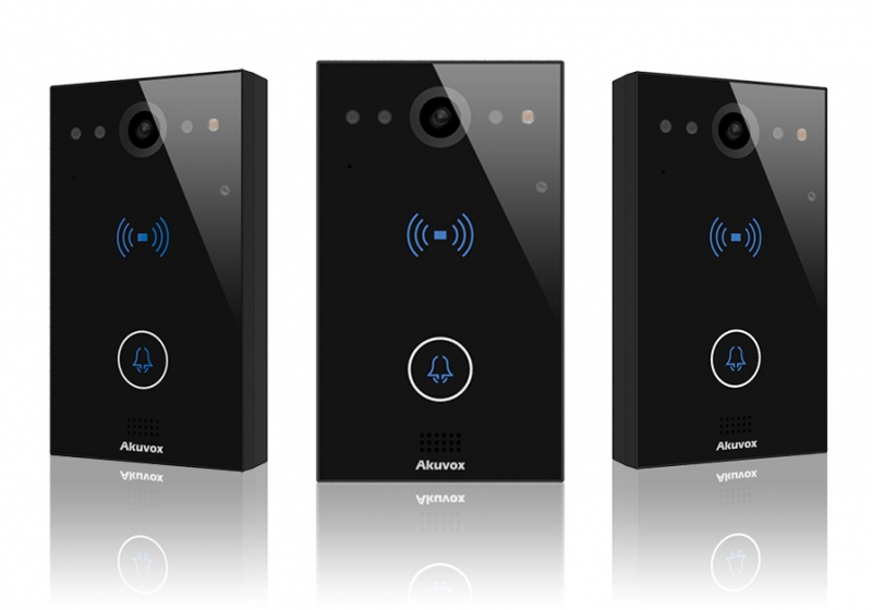 Compact IP Door Intercom with 1 Call Button (Video & Card reader), incl. Surface Mount Back Plate