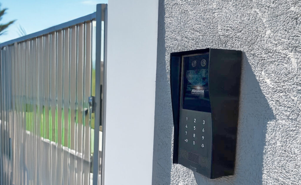 Akuvox X912 door intercom installed next to gate