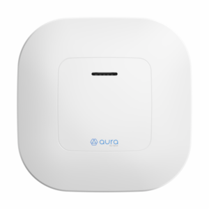 Auracast white broadcast terminal for room equipment. 100 m free-field coverage. Supplied with power supply.