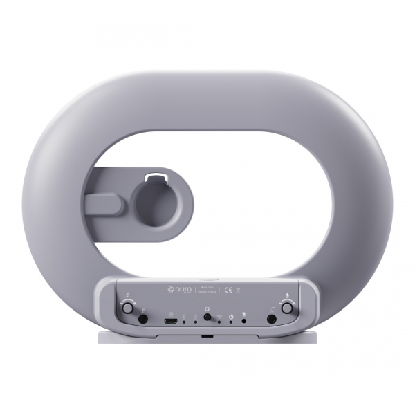 Portable hybrid station integrating loop and Auracast technology for desk equipment. Configurable with the AuraConnect App.
