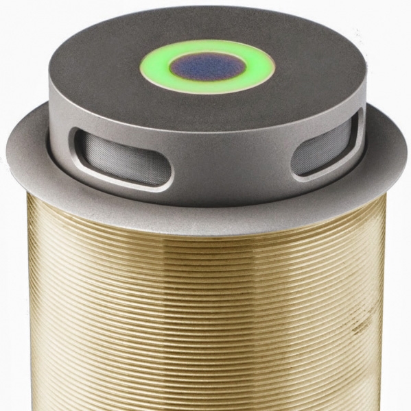 Retractable Thru Desk Dual Element Cardioid Microphone with programmable RGB LED Touch Switch. Nickel