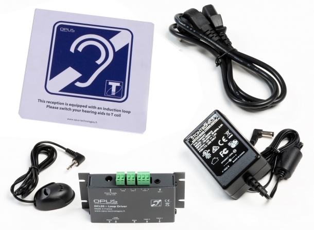 Induction Loop Amplifer for small room, incl. PSU & 2 stickers