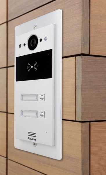 Compact IP Door Intercom Unit with 5 Buttons (Video & Card reader), incl. Surface Mount Plate