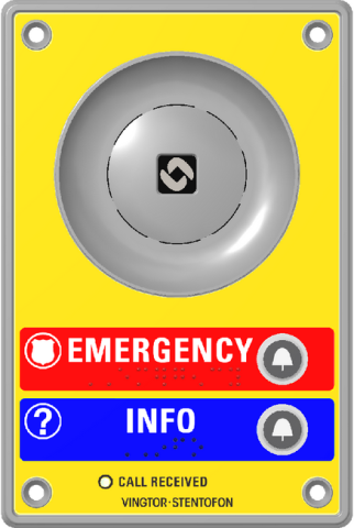 Turbine IP Intercom Station in high visibility yellow, 1 call button, 10W speaker