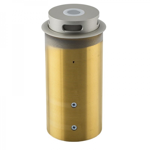 Retractable Thru Desk Dual Element Cardioid Microphone with programmable RGB LED Touch Switch. Nickel