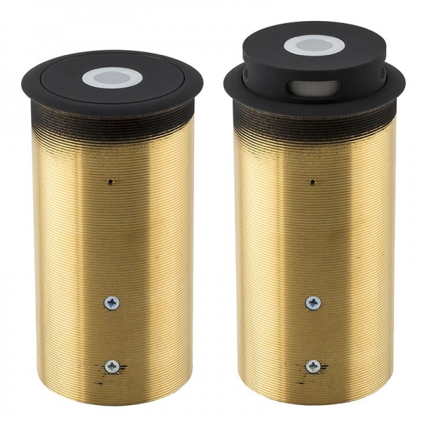 Retractable Thru Desk Dual Element Cardioid Microphone with programmable RGB LED Touch Switch. Black