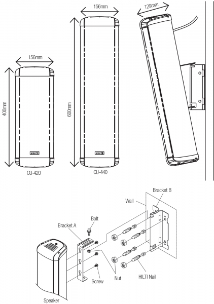 40W 100V INDOOR COLUMN SPEAKER IP34
