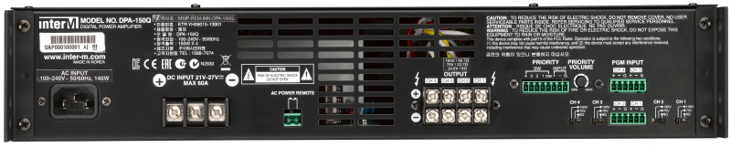 4X 150W 100V POWER AMPLIFIER 2U