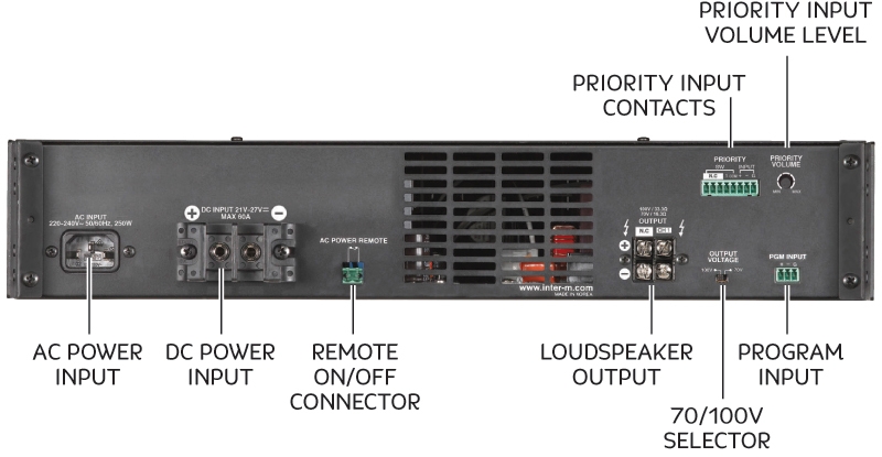 1x 600W 100V POWER AMPLIFIER 2U