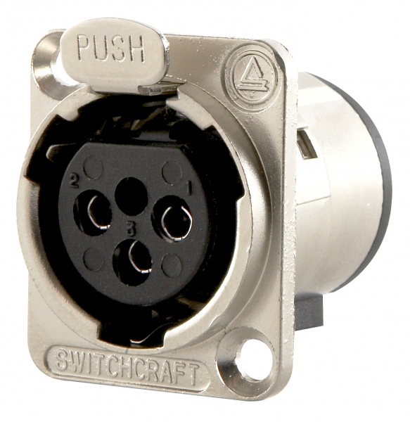 3 POLE FEMALE PANEL XLR WITH SOLDER CUPS