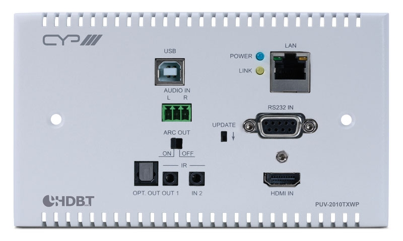 100m HDBaseT 2.0 Wall Plate Transmitter (4K, HDCP2.2, PoH, LAN, OAR)