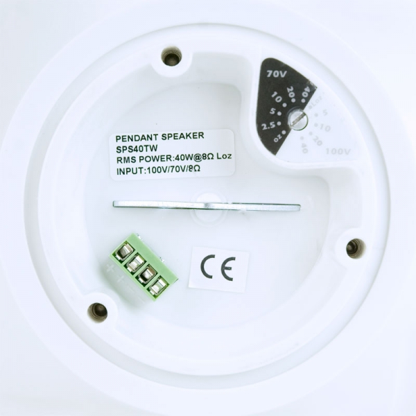 40W 100v Suspended Pendant Speaker, White