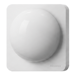 White Akuvox LED11 device with a rounded dome sensor mounted on a square housing