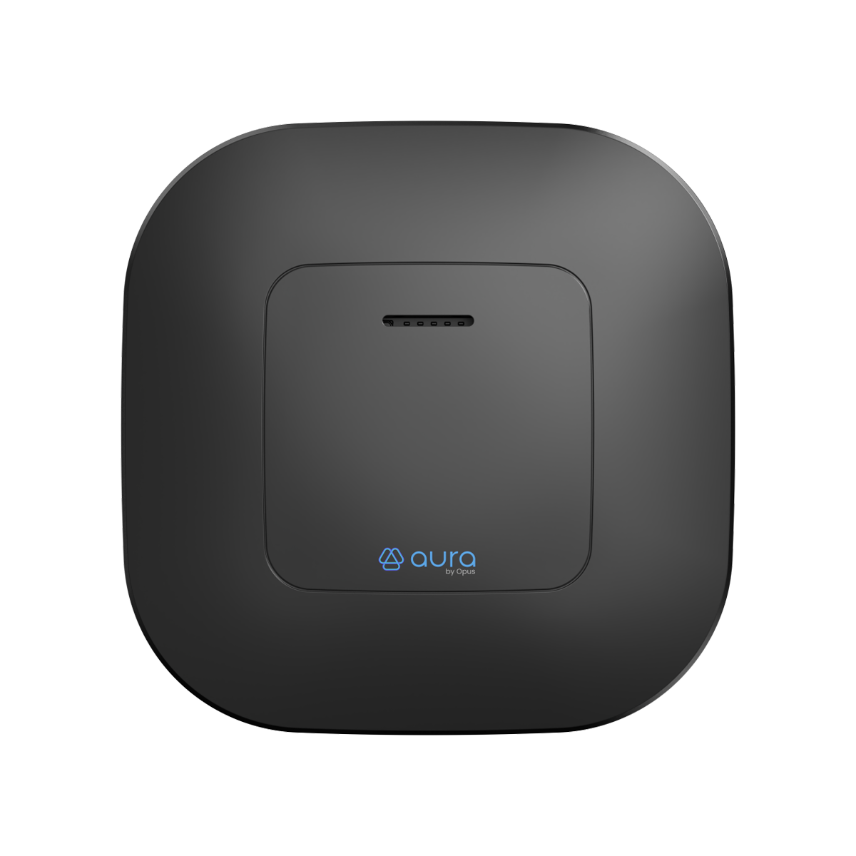 Opus Aura Cast device in a black rounded enclosure with front status indicators