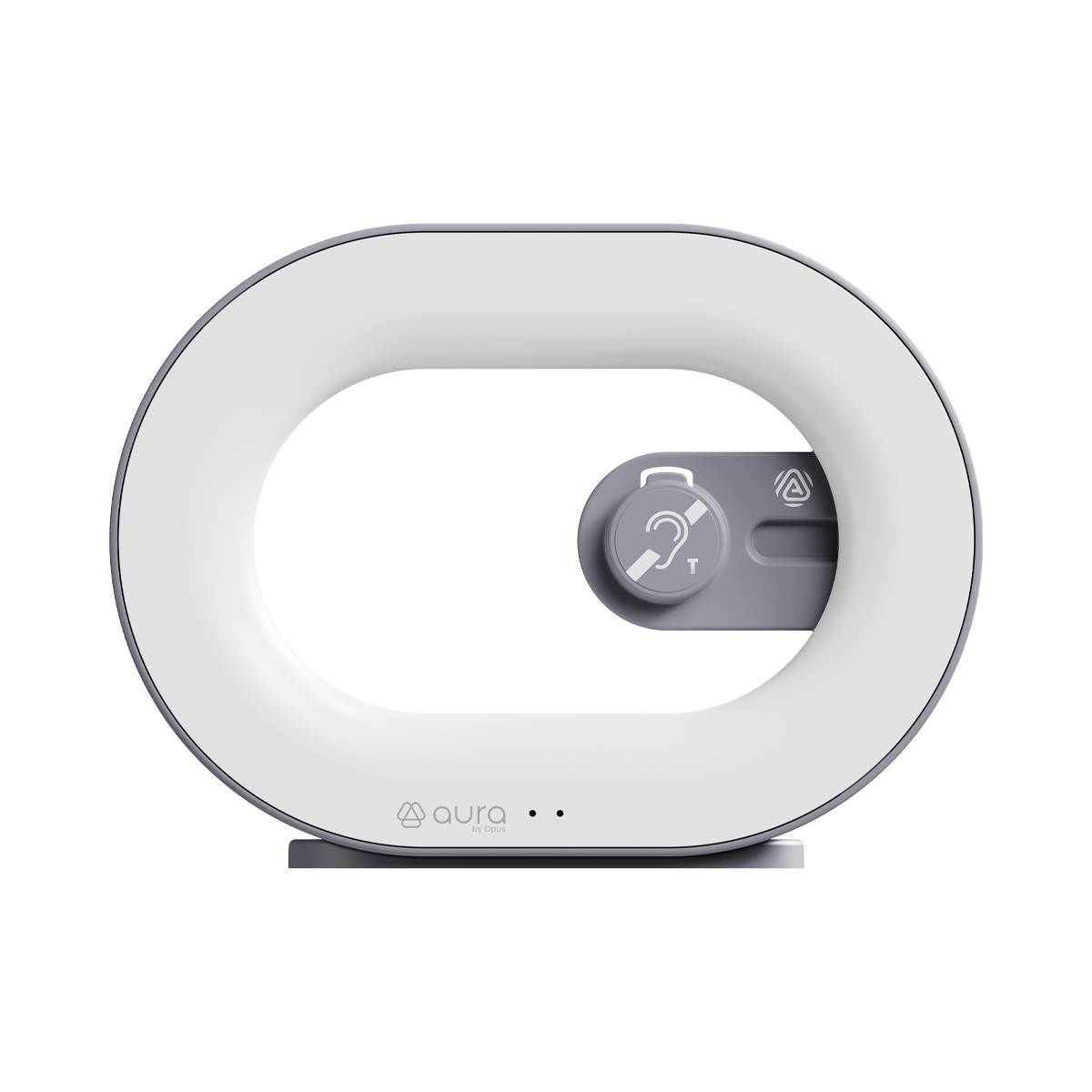 Opus Aura portable hearing loop system with integrated hearing assistance receiver and status indicators